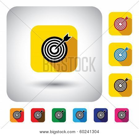 Target Or Aim Sign On Button - Flat Design Vector Icon