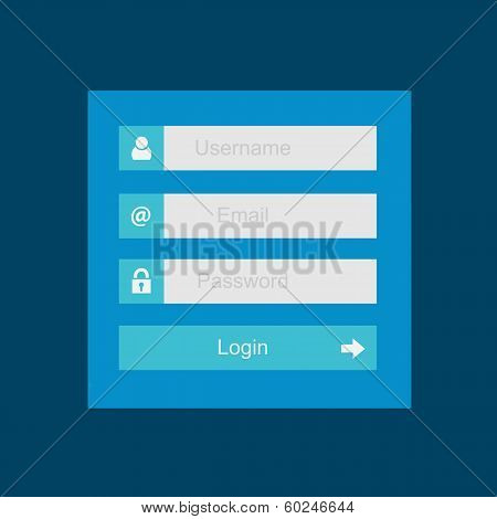 Login interface - username and password, flat design