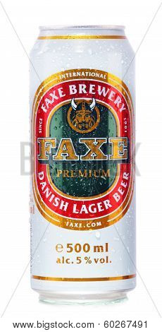 Can Of Faxe Beer Isolated On White