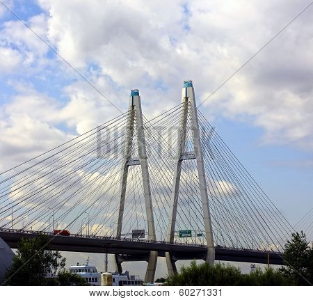 Large Obukhov Cable-stayed Bridge Across The Neva River In St. Petersburg