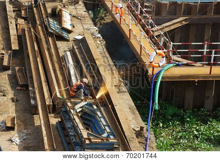 Vietnam Construction Worker Working On Site