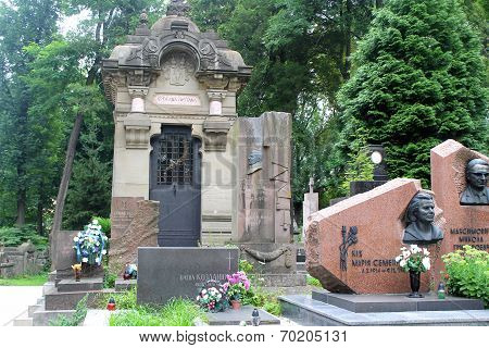 Old statue in Lychakiv cemetery in Lviv