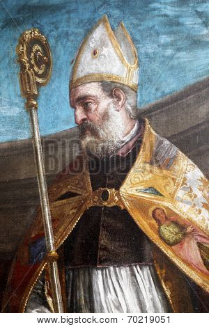 ZAGREB, CROATIA - DECEMBER 12: Paolo Veronese: St. Nicholas, exhibited at the Great Masters renesnse in Croatia, opened December 12, 2011. in Zagreb, Croatia