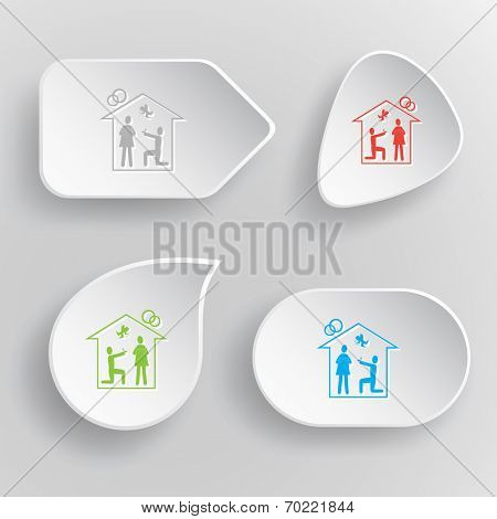 Home affiance. White flat raster buttons on gray background.