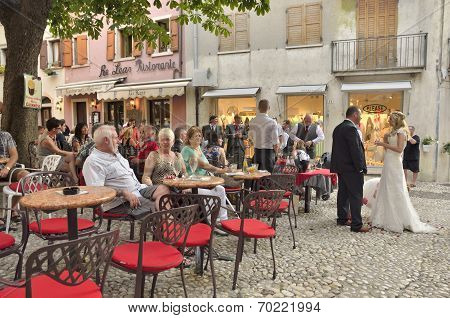 Urban Scene Of A Wedding Couple