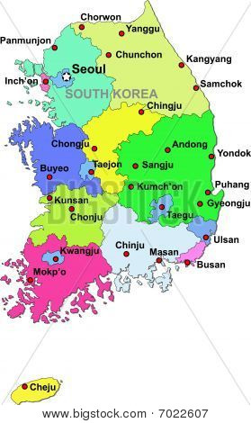 แผนที่ประเทศเกาหลีใต้