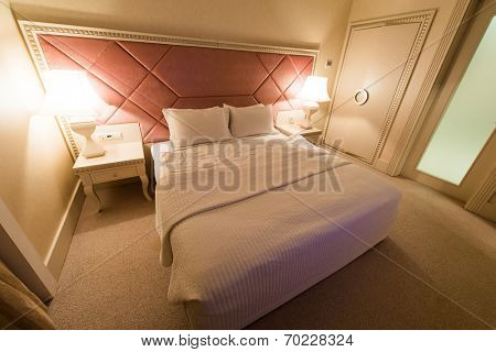 GABALA - MAY 18: Room in Riverside Hotel on May 18, 2014 in Gabala, Azerbaijan. Riverside hotel is first 5 star hotel in Gabala, Azerbaijan