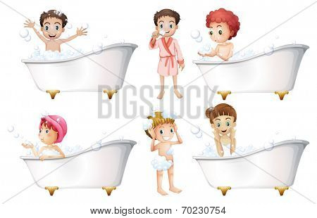 Illustration of the kids grooming on a white background