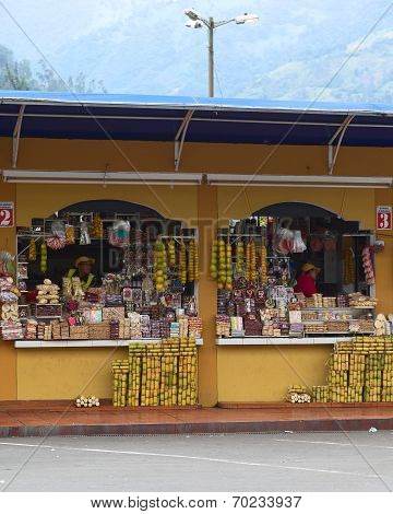 Snack Stands in Banos, Ecuador