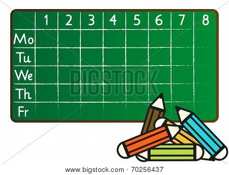 School Timetable In Greenboard (blackboard) Style