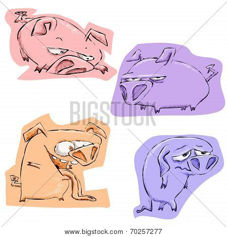 Funny pig character set
