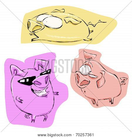 Funny pig character set 2