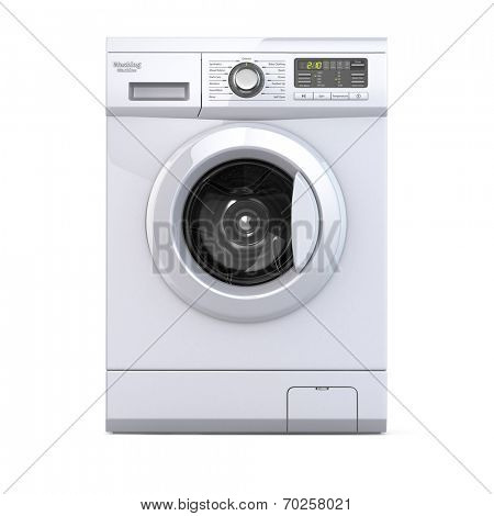 Washing machine on white isolated background. 3d