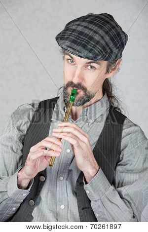 Celtic Folk Musician Playing Flute