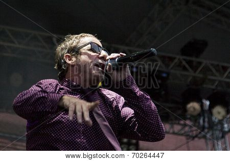 BONTIDA - JUNE 19: The London based Dub Pistols band performs live at Electric Castle Festival at June 19, 2014 in the Banffy castle in Bontida, Romania.
