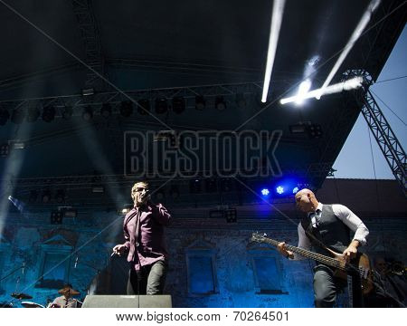 BONTIDA - JUNE 19: The London based Dub Pistols band performs live at Electric Castle Festival at June 19, 2014 in the Banffy castle in Bontida, Romania.