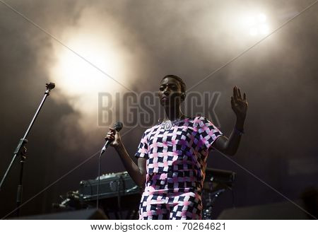 BONTIDA - JUNE 21: Artist Bonobo performs live at the main stage of the Electric Castle Festival at June 21, 2014 in the Banffy castle in Bontida, Romania