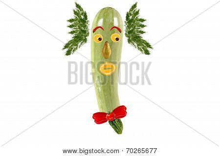 Funny Portrait Made of Zucchini And Fruits
