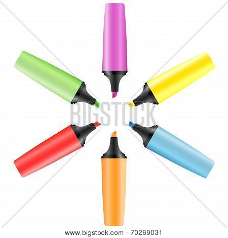 Set of realistic colored markers