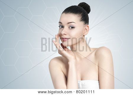 Beautiful Brunette Woman Portrait - Skin Care Concept