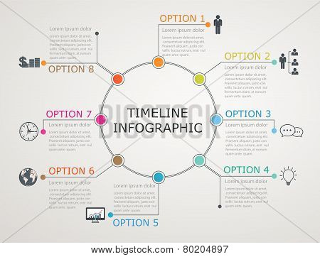 Circular Timeline, Infographics Template With Stepwise Structure