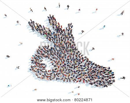 People in the form of a hand.