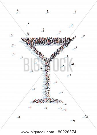 People in the form of a glass with martini.