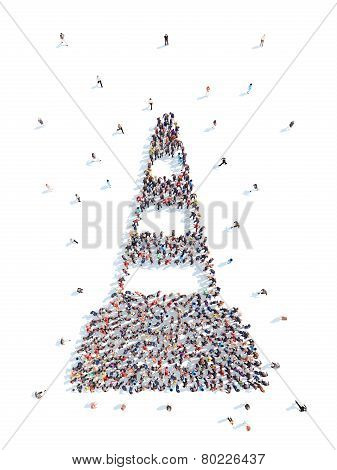 People in the form of a traffic cone.