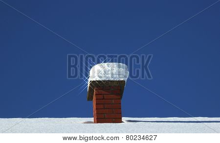 Rooftop Chimneys Under Snow