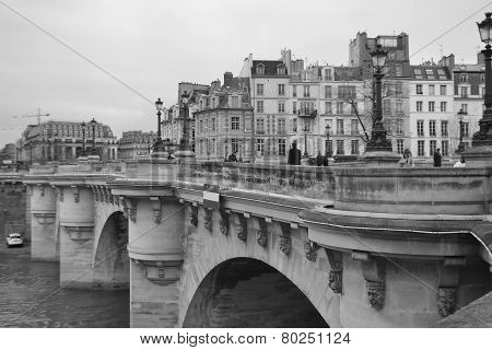 Bridge Pont Neuf Across The Seine.