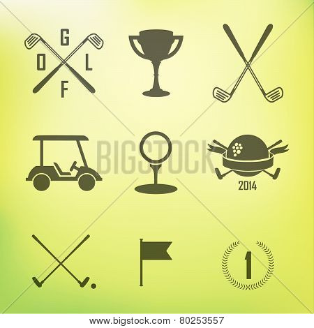 Golf. Vector Set Labels And Icons. Golf Symbols.