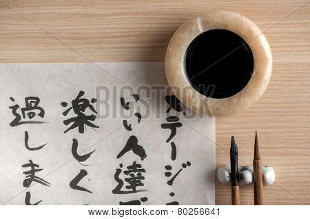 Calligraphy tools on the table
