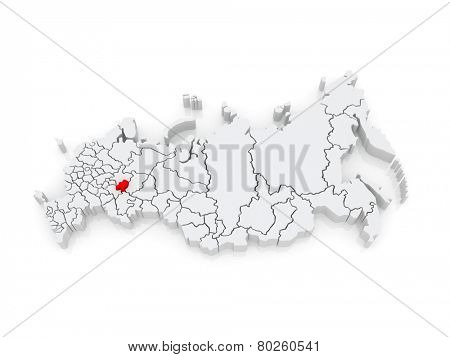 Map of the Russian Federation. Republic of Udmurtia. 3d