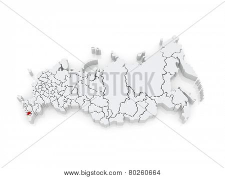 Map of the Russian Federation. Republic of Ingushetia. 3d