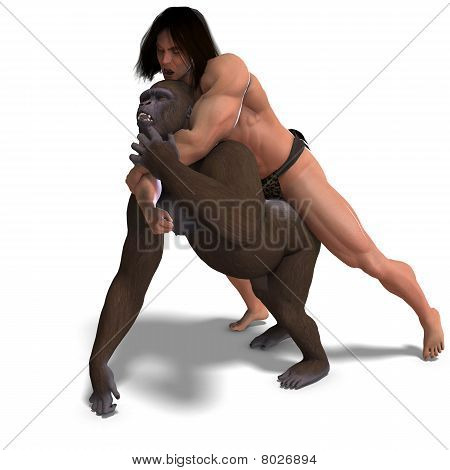 apeman og gorilla kæmper