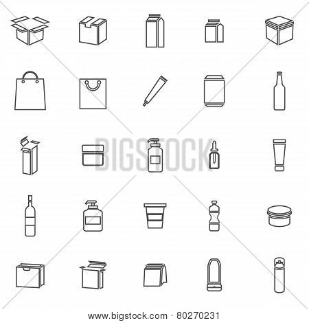 Packaging Line Icons On White Background
