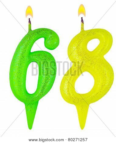 Birthday Candles Number Sixty Eight