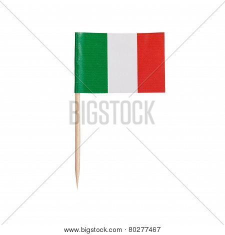 Miniature Flag Italy. Isolated On White Background
