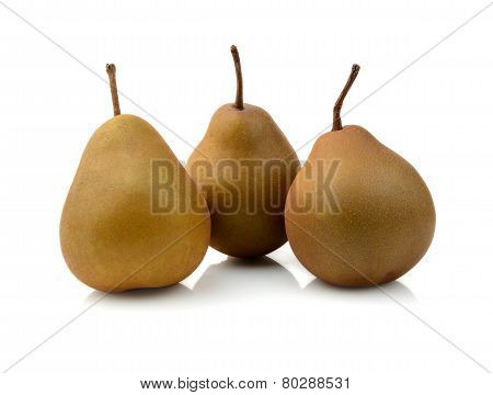 Three Pears Called Manon Isolated On White