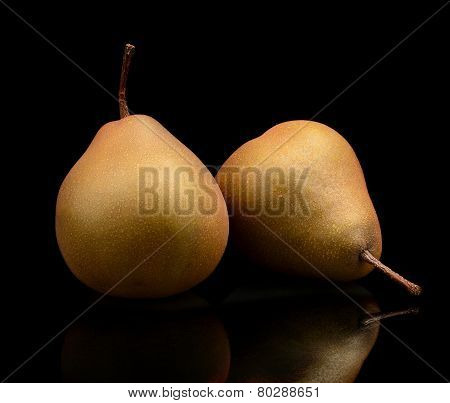 Two Pair Pears Called Manon Isolated On Black