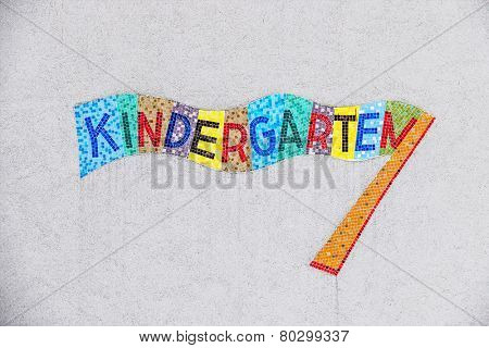 kindergarten colorful sign, symbol for child care and child-friendliness