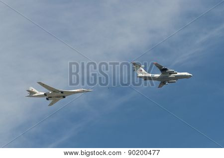 MOSCOW - MAY 9: Aerobatic demonstration team on parade devoted to 70th anniversary of victory in the