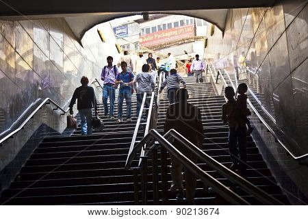 Delhi - November 11: Passengers Leaving Metro Train Chawri Bazar On November 11, 2011 In Delhi, Indi