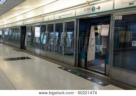 HONG KONG - MAY 06, 2015: Hong Kong International Airport. Hong Kong International Airport is the main airport in Hong Kong. It is located on the island of Chek Lap Kok.