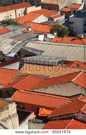 Red  roofs of homes in Sorocaba Brazil