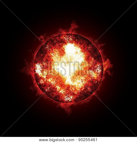 Fire Ball Planet. Illustration on black background