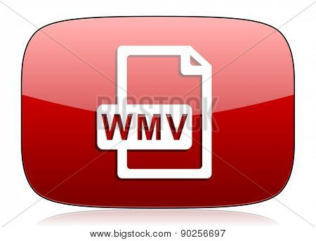 wmv file red glossy web icon  