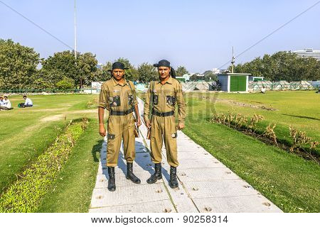 Policemen Guard Connaught Place
