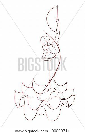 Gesture drawing flamenco dancer expressive pose