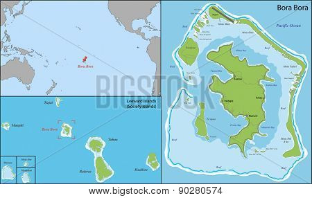 Bora Bora is an island in the Leeward group of the Society Islands of French Polynesia, an overseas collectivity of France in the Pacific Ocean